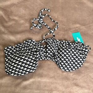 Sports Illustrated Ruffle Cutout Bralette Bikini Top ONLY Black White 806773 Lg